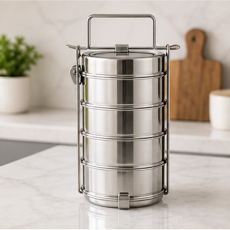 Leak Resistant Stainless Steel Tiffin 4 Tier