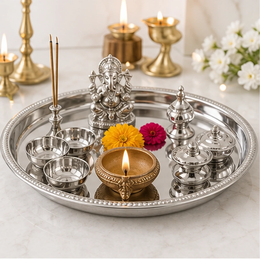 Stainless Steel Puja Thali Set